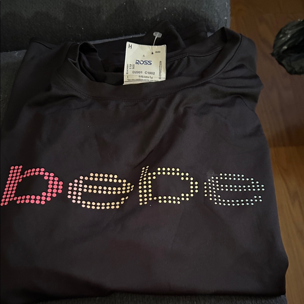 Bebe Black Top with Colorful Logo